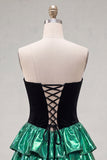 Sweetheart A-Line Preto Verde Vestido de Regresso a Casa com Rendas Levantadas nas Costas