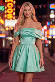 Vestido de Finalistas de Primavera em Cetim Franzido em Linha A Azul com Missangas