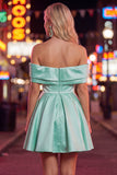Vestido de Finalistas de Primavera em Cetim Franzido em Linha A Azul com Missangas
