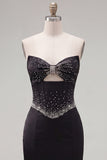 Bodycon preto Bodycon Sweetheart Corset, vestido de namoro em cetim com laço e laço