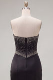 Bodycon preto Bodycon Sweetheart Corset, vestido de namoro em cetim com laço e laço