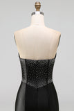 Bodycon preto Bodycon Sweetheart Corset, vestido de namoro em cetim com laço e laço