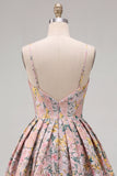 Vestido Curto de Regresso a Casa Cinzento Cinzento Floral Strap A-Line