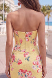 Espartilho amarelo Espartilho Amarelo com Missangas Justa e Vestido de Finalistas