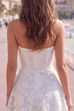 Vestido Curto de Regresso a Casa Branco Branco Linha A-Line Floral em Renda Pérola Curto com Laço