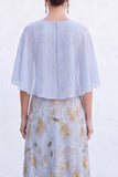 Vestido Longo de Mãe da Noiva com decote redondo verde com decote redondo e capa