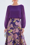 Vestido Verde A-Line Bateau de 2 peças Jacquard Floral Long Mother Of the Bride