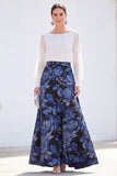 Vestido Verde A-Line Bateau de 2 peças Jacquard Floral Long Mother Of the Bride