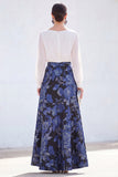 Vestido Verde A-Line Bateau de 2 peças Jacquard Floral Long Mother Of the Bride