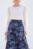Vestido Verde A-Line Bateau de 2 peças Jacquard Floral Long Mother Of the Bride