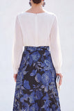 Vestido Verde A-Line Bateau de 2 peças Jacquard Floral Long Mother Of the Bride