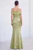 Verde Vestido de Mãe da Noiva Floral Floral e Franzido Longo Sereia