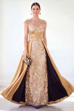 Vestido longo de mãe da noiva verde escuro com decote redondo, linha A,
