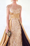 Vestido longo de mãe da noiva verde escuro com decote redondo, linha A,