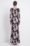 Vestido Longo de Mãe da Noiva com Gola Bateau Preta de Sereia e Bordados