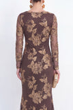 Vestido Longo de Mãe da Noiva com Gola Bateau Preta de Sereia e Bordados