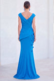 Vestido de Mãe da Noiva com decote em V e decote em V e mangas curtas