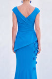 Vestido de Mãe da Noiva com decote em V e decote em V e mangas curtas
