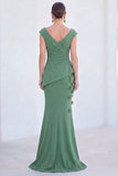 Vestido de Mãe da Noiva com decote em V e decote em V e mangas curtas