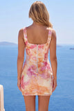 Vestido de finalistas com lantejoulas laranja Bodycon Bodycon brilhante