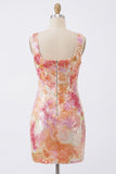 Vestido de finalistas com lantejoulas laranja Bodycon Bodycon brilhante