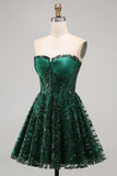 Vestido de Finalistas de Finalistas Verde Escuro Espartilho Verde Escuro Brilhante