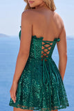 Vestido de Finalistas de Finalistas Verde Escuro Espartilho Verde Escuro Brilhante