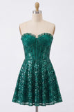 Vestido de Finalistas de Finalistas Verde Escuro Espartilho Verde Escuro Brilhante