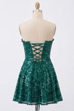 Vestido de Finalistas de Finalistas Verde Escuro Espartilho Verde Escuro Brilhante