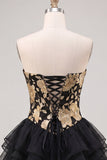 Vestido de regresso a casa, floral em camadas, dourado e preto, com renda nas costas