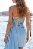 Sweetheart Red Bodycon Bodycon Corset Transparente, Vestido de Lantejoulas Franzidas com Faixa