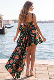 Vestido de regresso a casa, Jacquard Bow Bow, A-Line Azul Claro e Renda nas Costas