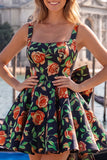 Vestido de regresso a casa, Jacquard Bow Bow, A-Line Azul Claro e Renda nas Costas