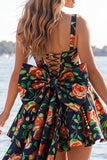 Vestido de regresso a casa, Jacquard Bow Bow, A-Line Azul Claro e Renda nas Costas