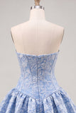 Vestido A-Line Jacquard Floral Corset Floral Strapless Vestido de Regresso a Casa