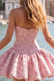 Vestido A-Line Jacquard Floral Corset Floral Strapless Vestido de Regresso a Casa