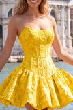 Vestido A-Line Jacquard Floral Corset Floral Strapless Vestido de Regresso a Casa
