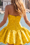 Vestido A-Line Jacquard Floral Corset Floral Strapless Vestido de Regresso a Casa