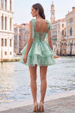 Vestido de Finalistas Mini Pearl Pearl Little Fairy Tale com camadas e renda nas costas