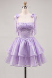 Vestido de Finalistas Mini Pearl Pearl Little Fairy Tale com camadas e renda nas costas