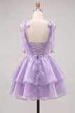 Vestido de Finalistas Mini Pearl Pearl Little Fairy Tale com camadas e renda nas costas