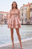 Vestido de Finalistas Mini Pearl Pearl Little Fairy Tale com camadas e renda nas costas