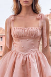 Vestido de Finalistas Mini Pearl Pearl Little Fairy Tale com camadas e renda nas costas