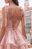 Vestido de Finalistas Mini Pearl Pearl Little Fairy Tale com camadas e renda nas costas