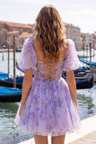 Espartilho azul decote quadrado, vestido floral de regresso a casa, com renda nas costas