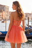 Vestido Curto de Finalista Amarelo A-Line Brodado Floralmente Bordado