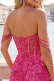 Vestido floral de regresso ao lar com espartilhos cor-de-rosa de pérolas e lantejoulas