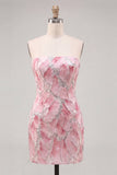 Vestido Curto de Regresso a Casa Corredor Cor-de-Rosa Cor-de-Olhos Cor-de-Rosa