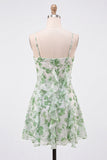 Vestido Curto de Regresso a Casa, Vestido Curto de Boas-Vindas Florais Florais A-Line A-Line Floral com Folhos