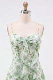 Vestido Curto de Regresso a Casa, Vestido Curto de Boas-Vindas Florais Florais A-Line A-Line Floral com Folhos